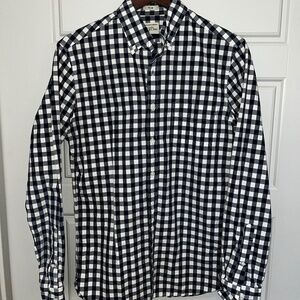 J. Crew Navy and White Gingham button-down, 100% cotton, Men’s Slim S